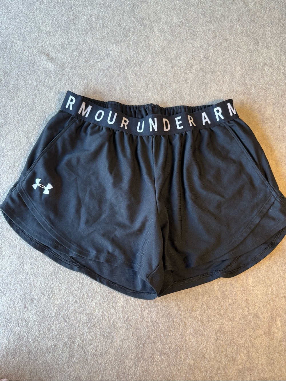 Under Armour Black Women's Athletic Shorts with Branded Waistband - Picture 2 of 7